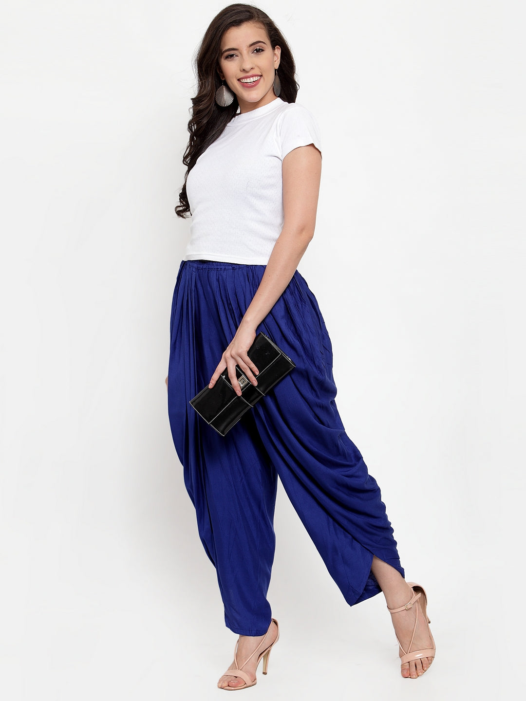 Jompers Women Royal-Blue Solid Dhoti