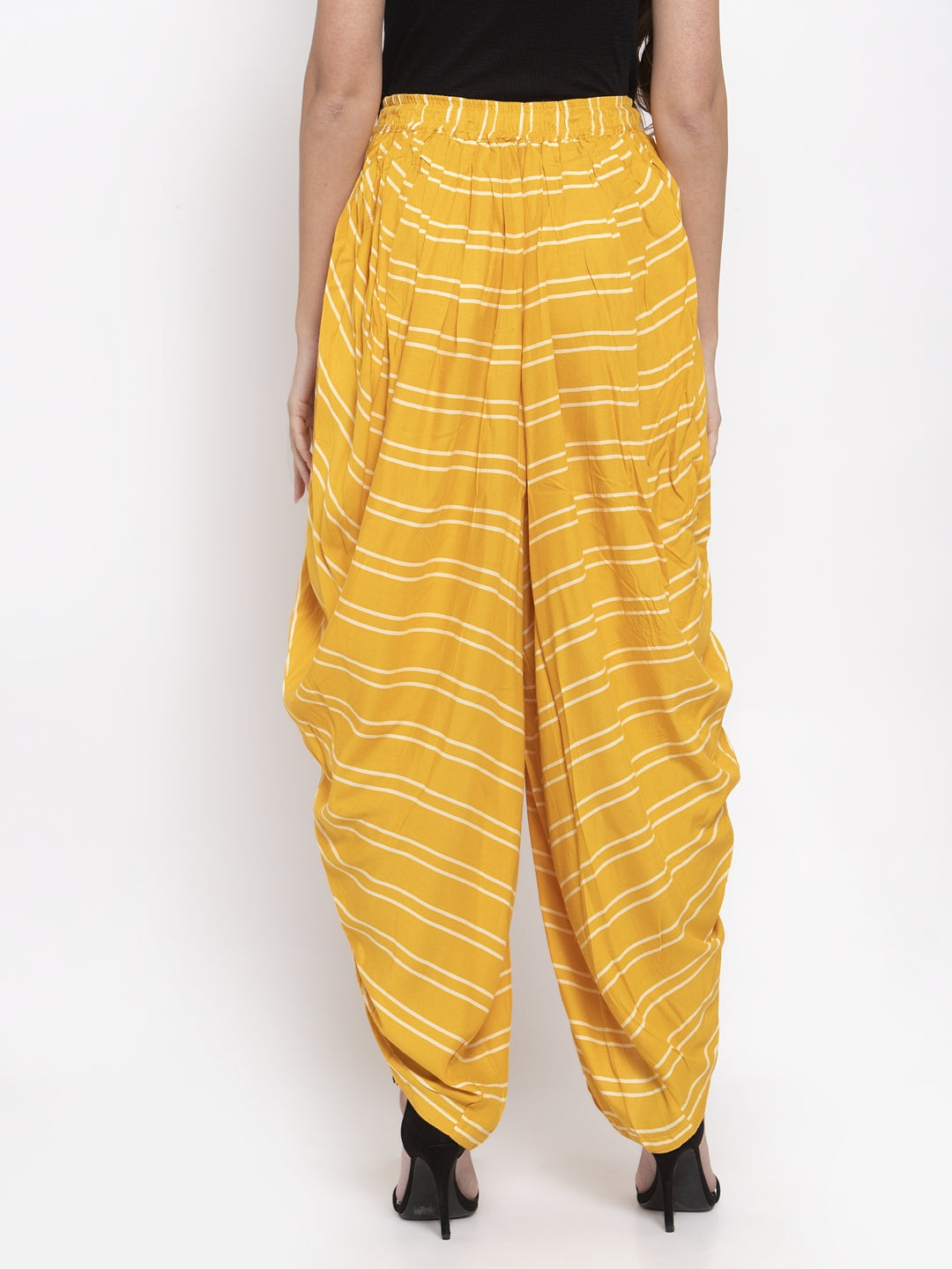 Jompers Women Mustard Stripped Dhoti
