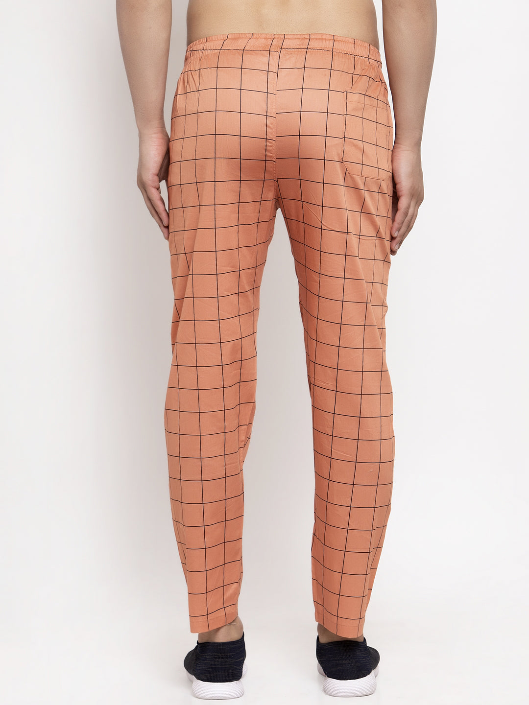 Jainish Men's Orange Checked Cotton Track Pants ( JOG 012Orange ) 