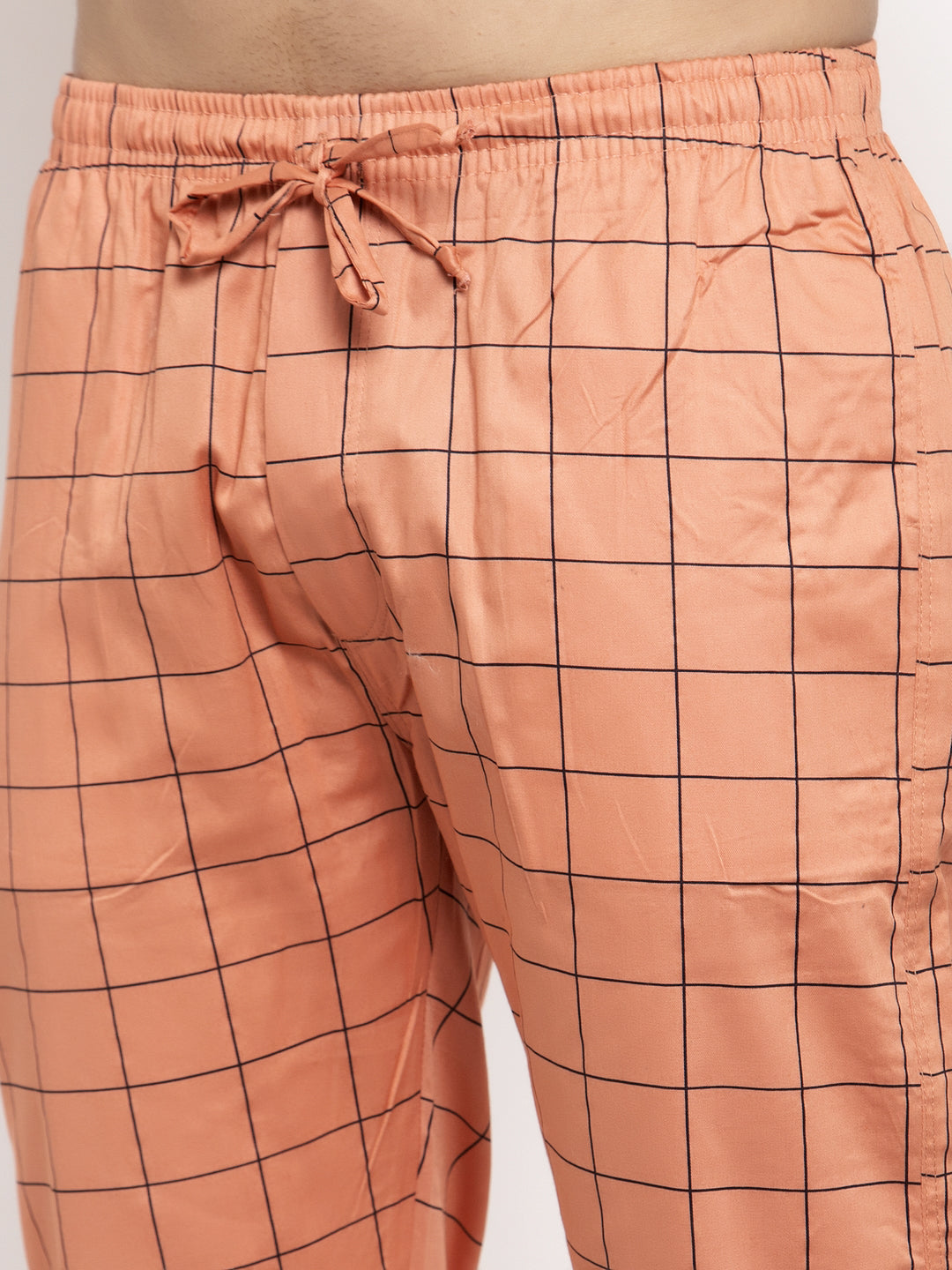 Jainish Men's Orange Checked Cotton Track Pants ( JOG 012Orange ) 