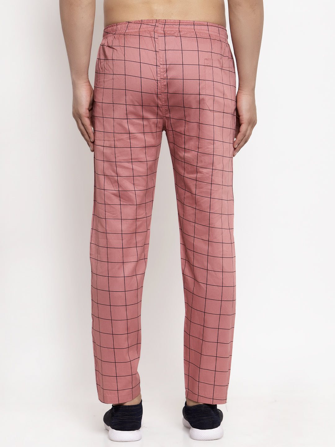 Jainish Men's Peach Checked Cotton Track Pants ( JOG 012Peach ) 