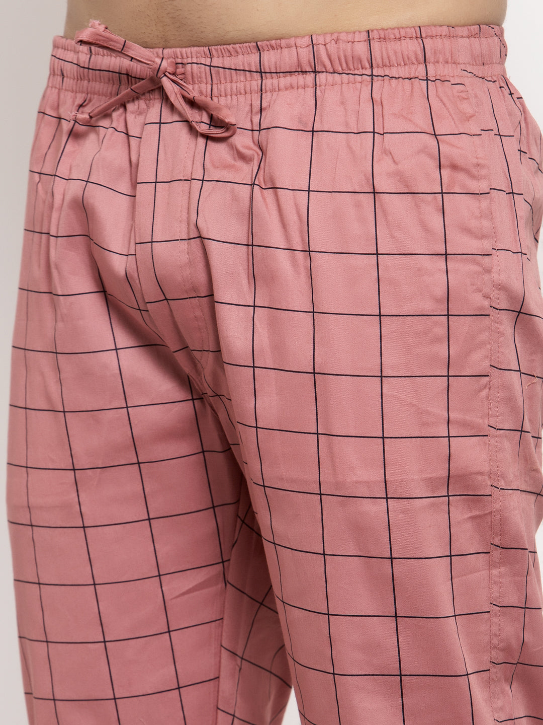 Jainish Men's Peach Checked Cotton Track Pants ( JOG 012Peach ) 