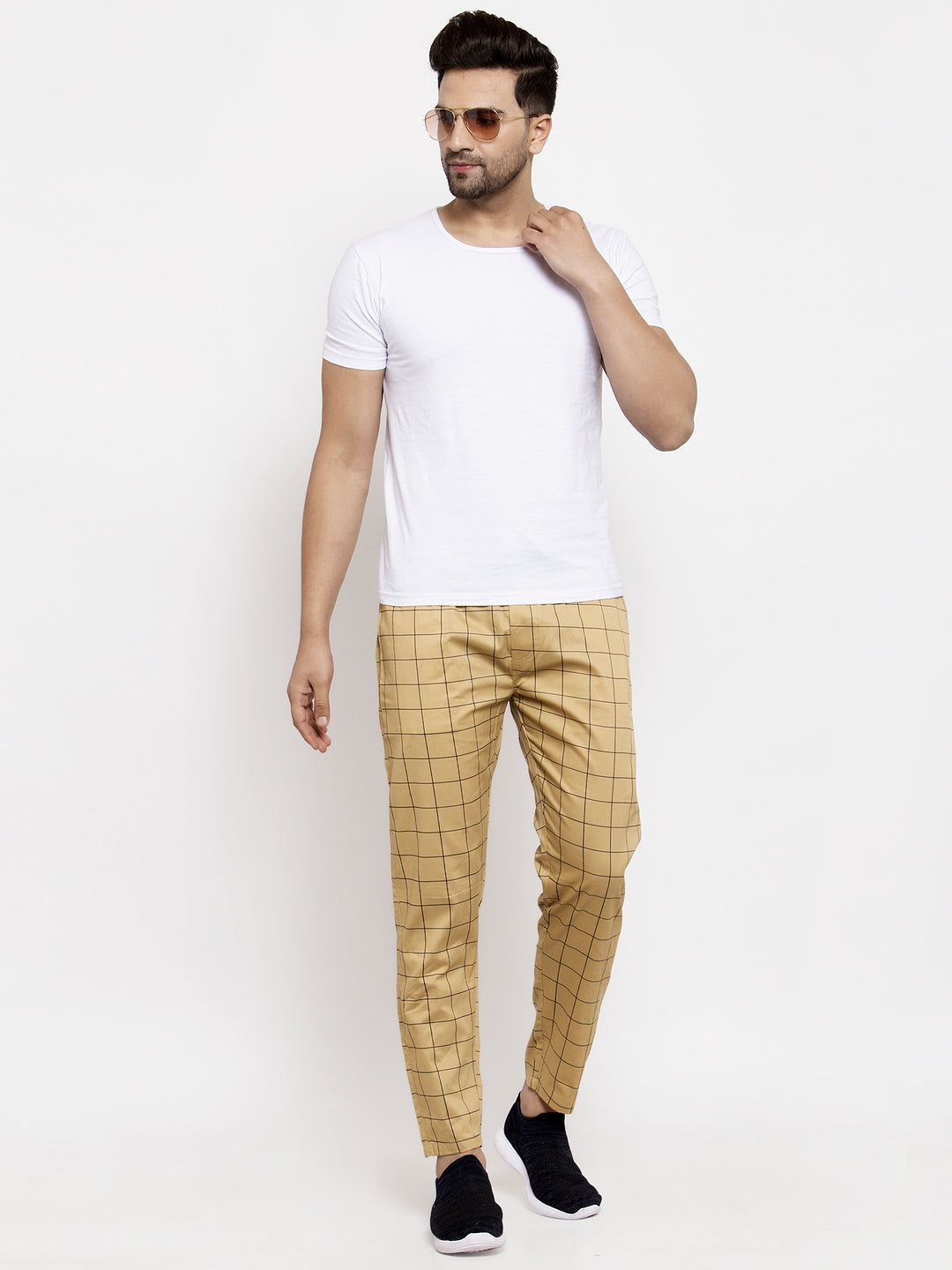 Jainish Men's Rust Checked Cotton Track Pants ( JOG 012Rust ) 