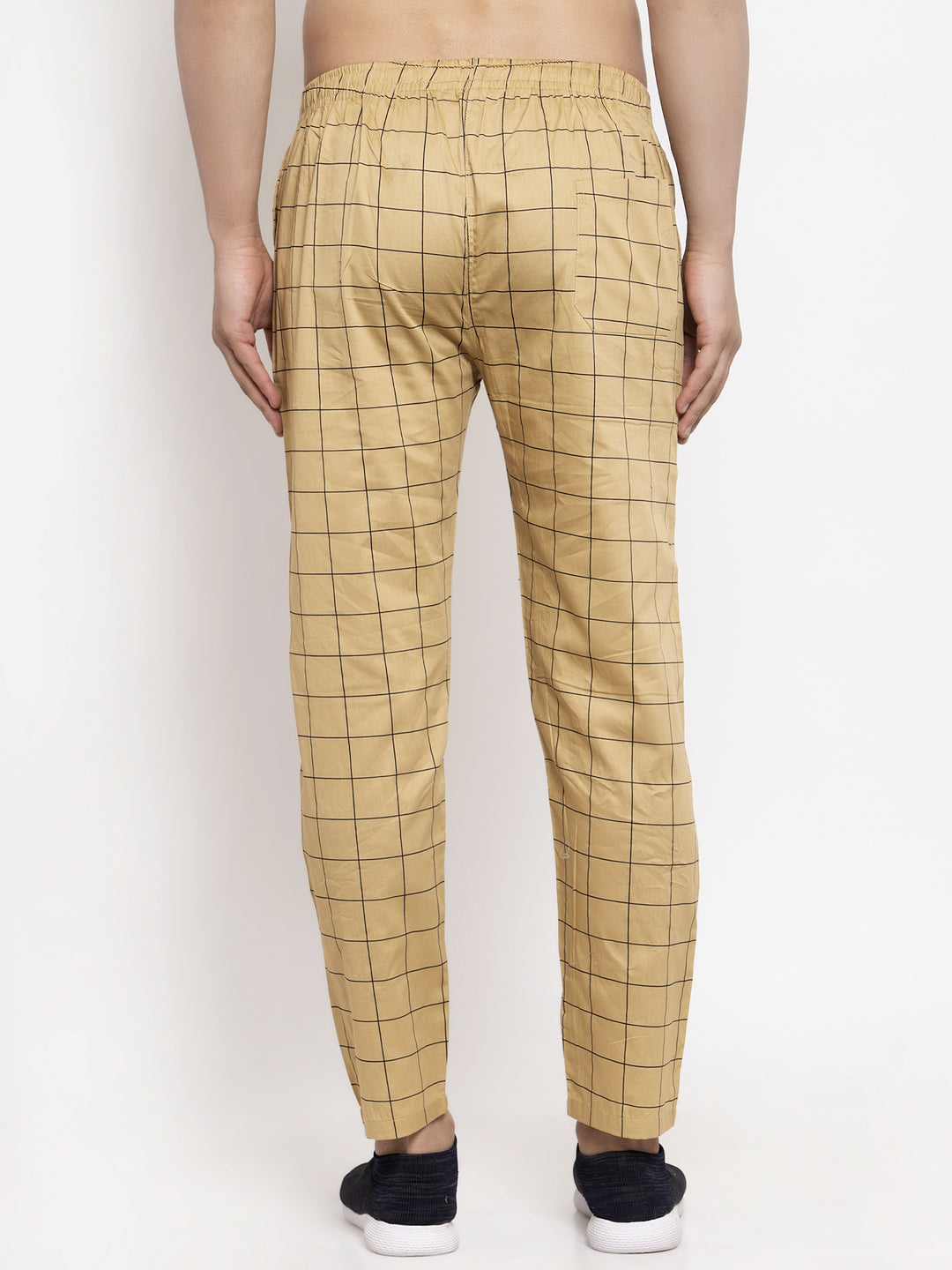 Jainish Men's Rust Checked Cotton Track Pants ( JOG 012Rust ) 