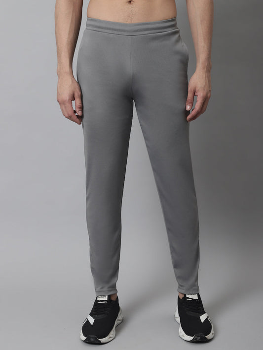 Jainish Men's Grey Solid Streachable Lycra Trackpants 