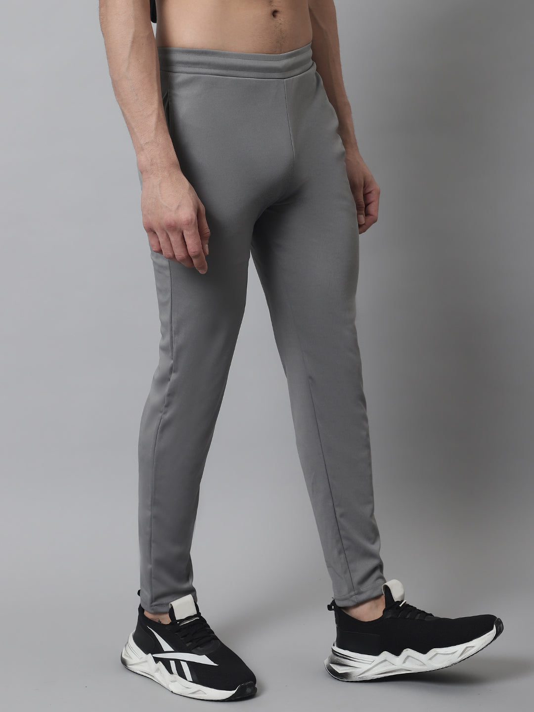Jainish Men's Grey Solid Streachable Lycra Trackpants 