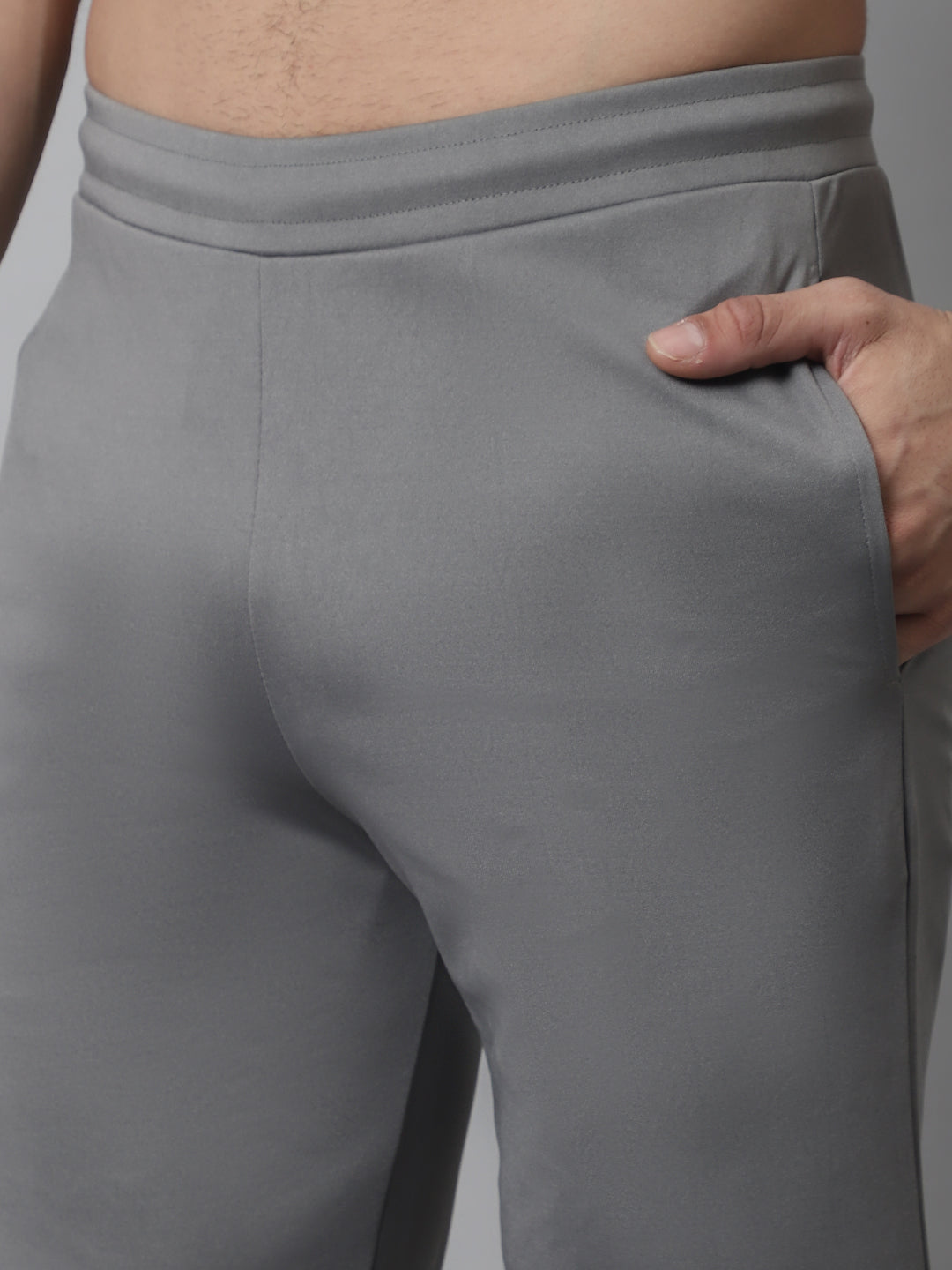Jainish Men's Grey Solid Streachable Lycra Trackpants 