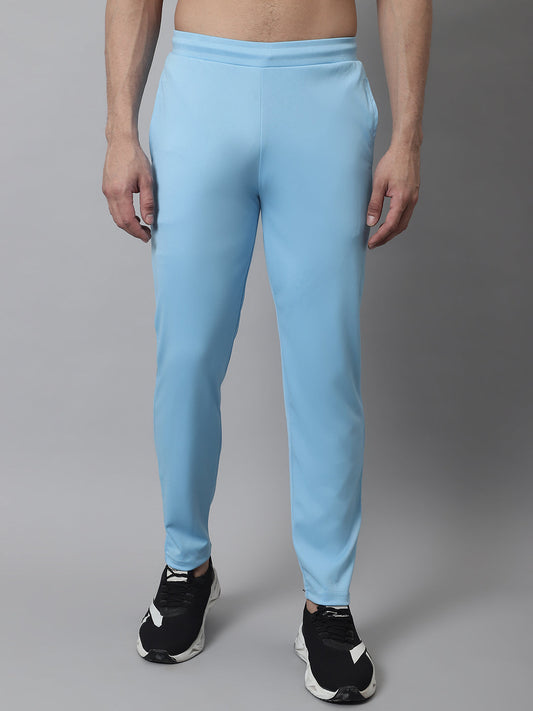 Jainish Men's Sky Blue Solid Streachable Lycra Trackpants 