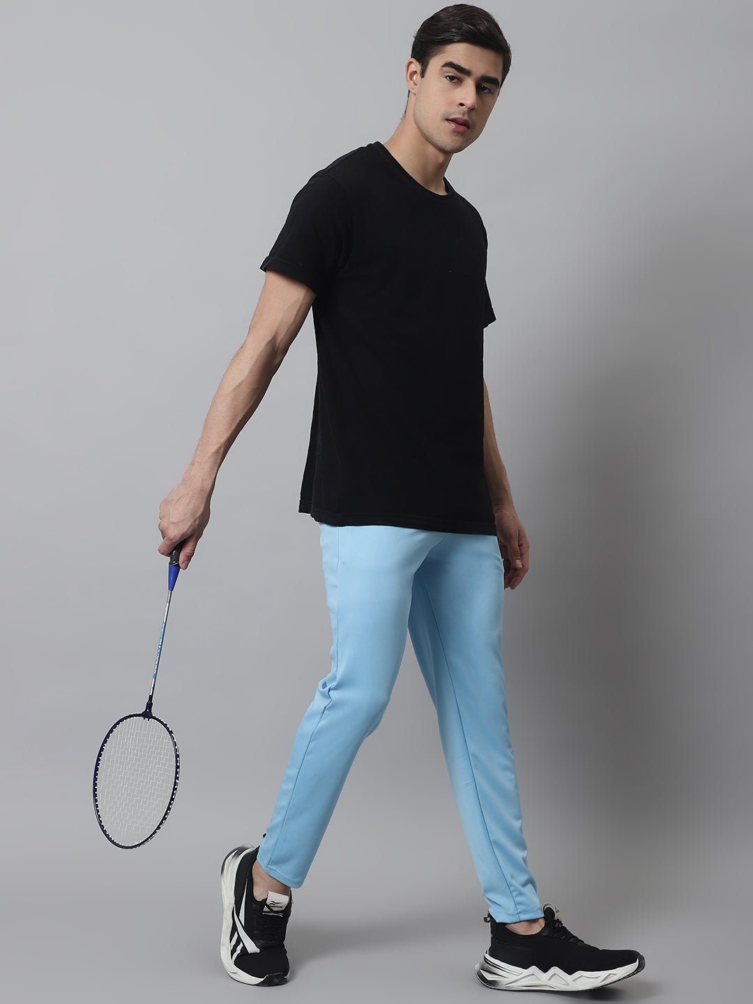 Jainish Men's Sky Blue Solid Streachable Lycra Trackpants 