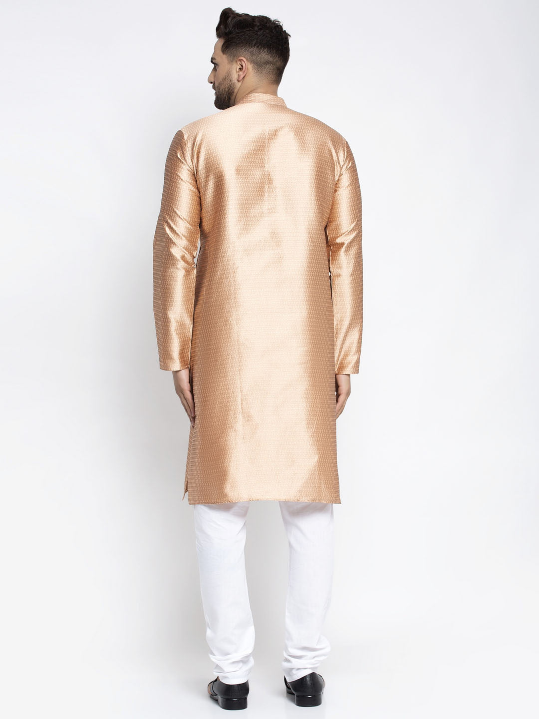 Jompers Men Bronze & White Woven Design Kurta with Pyjamas