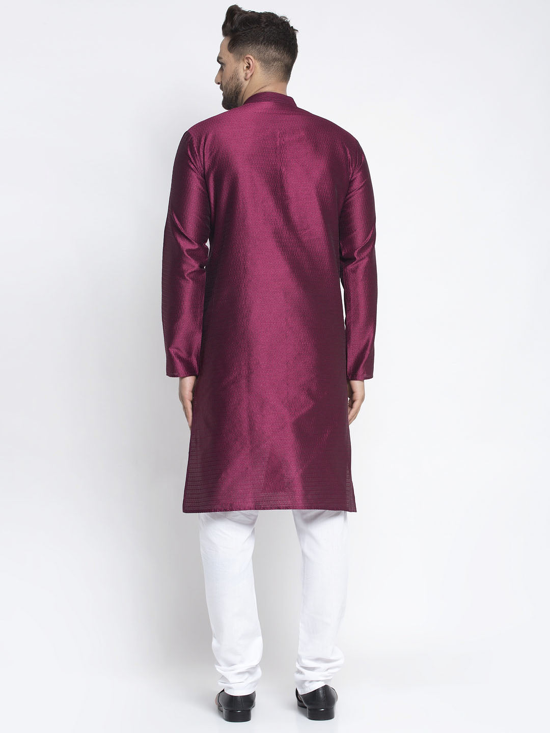 Jompers Men Purple & White Woven Design Kurta with Pyjamas