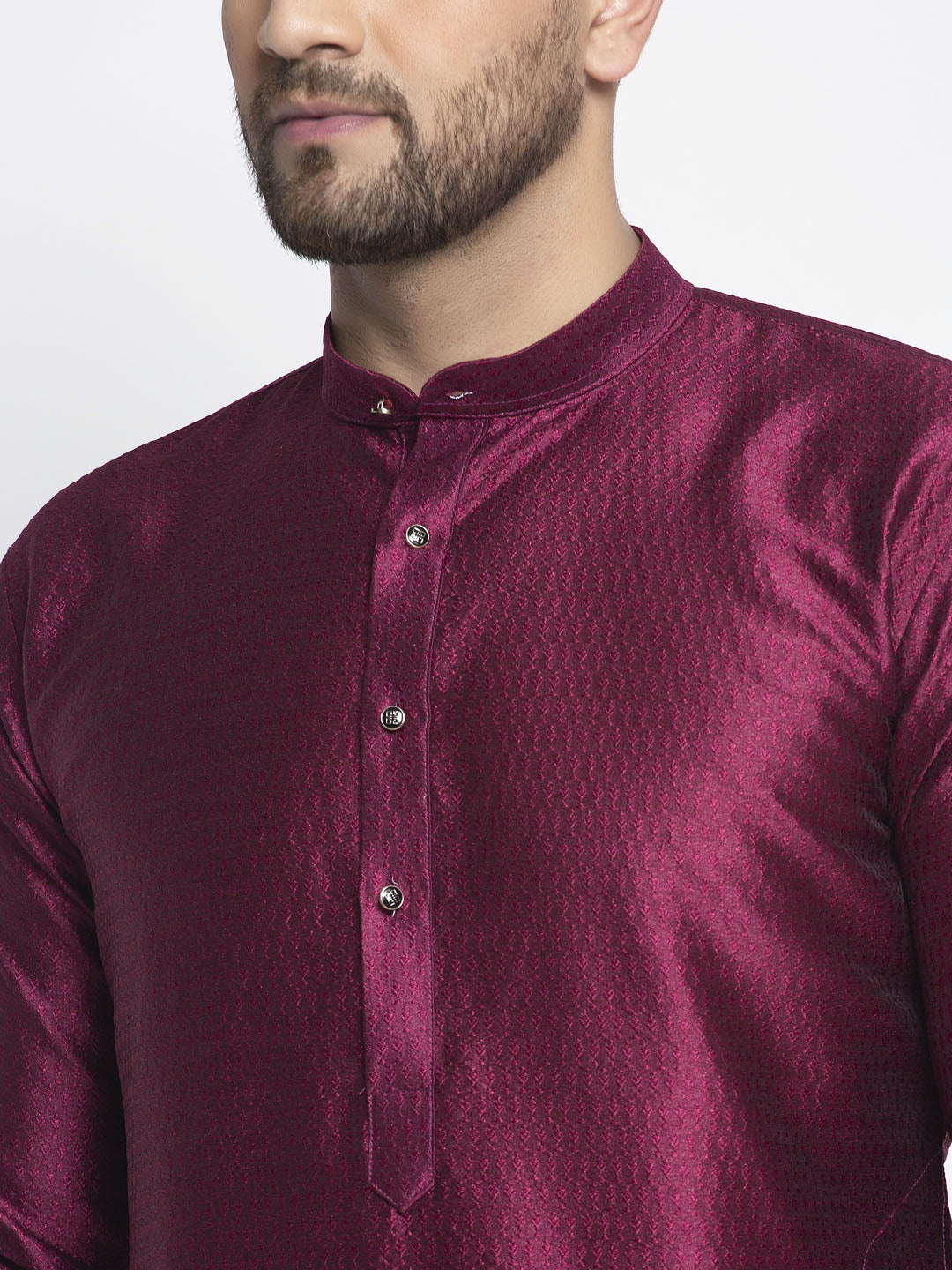 Jompers Men Purple & White Woven Design Kurta with Pyjamas