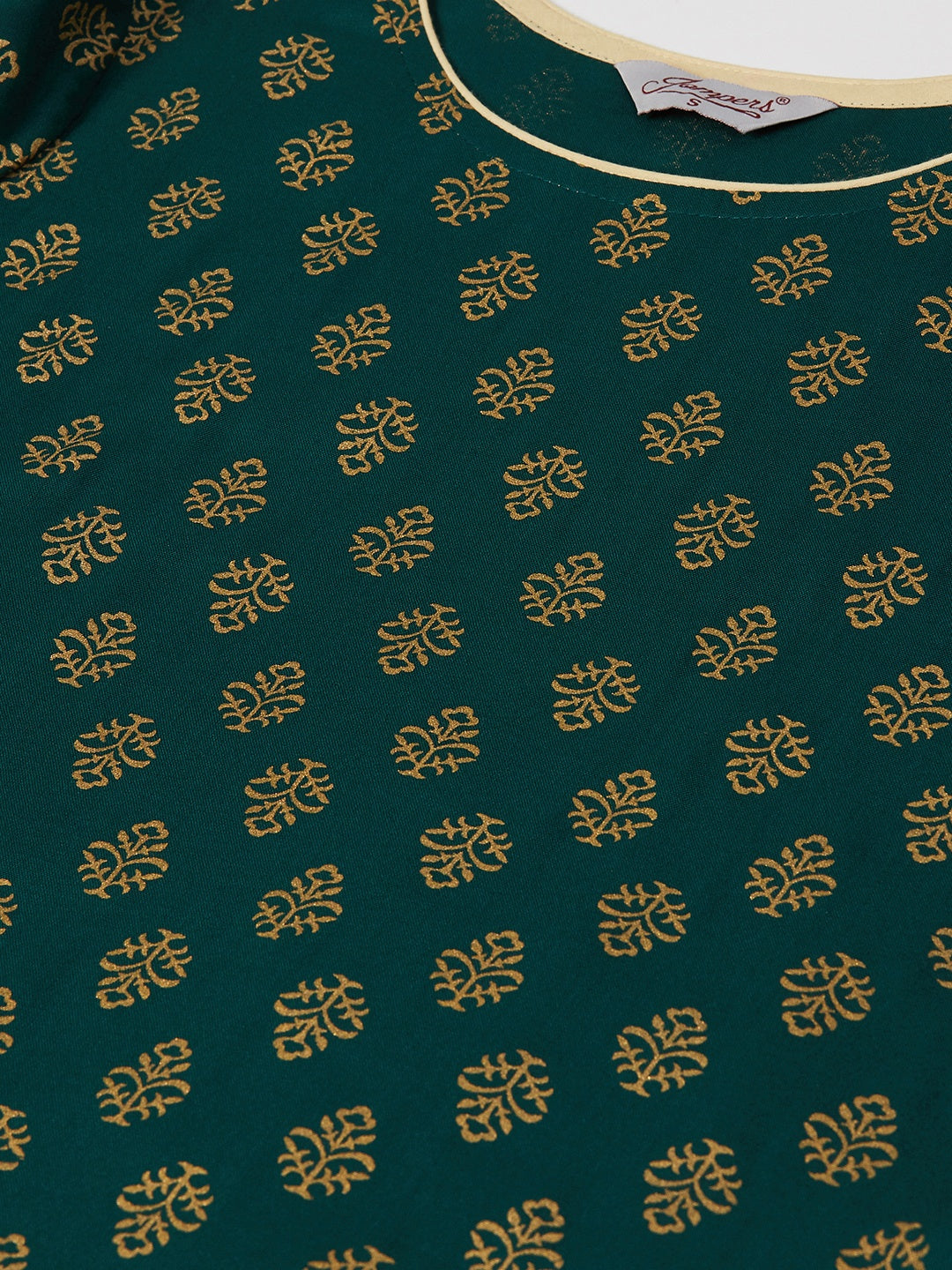 Jompers Women Green & Golden Printed Kurta with Palazzos & Dupatta