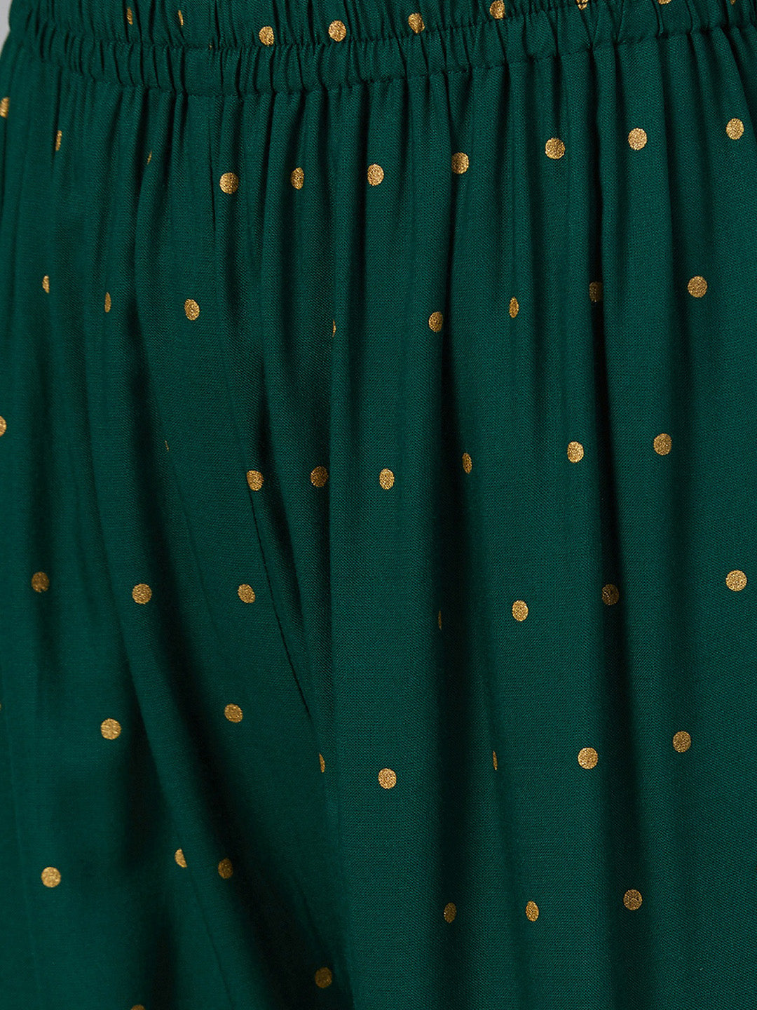 Jompers Women Green & Golden Printed Kurta with Palazzos & Dupatta