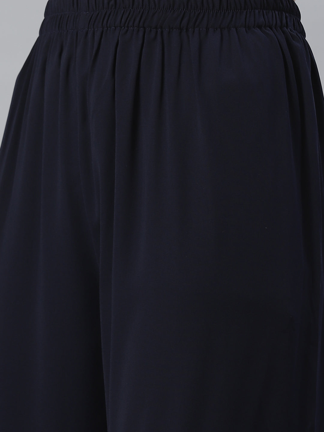 Jompers Women Navy Blue & Golden Solid Kurti with Sharara & Woven Design Dupatta