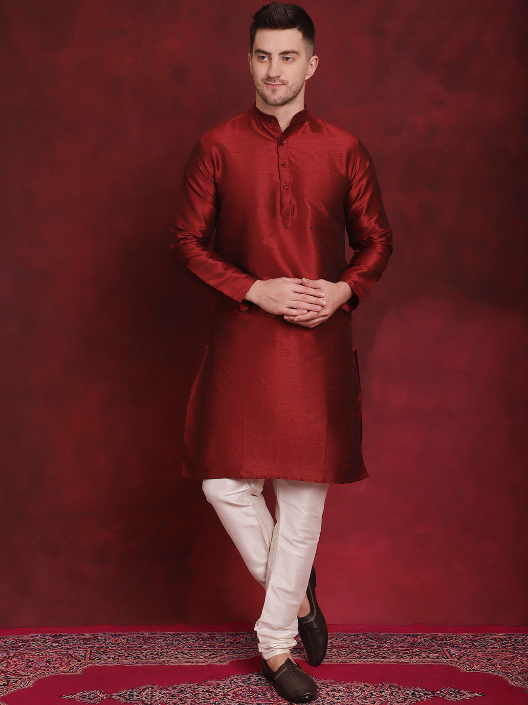Jompers Men's Multi Printed Nehru Jacket With Kurta Pyjama Set