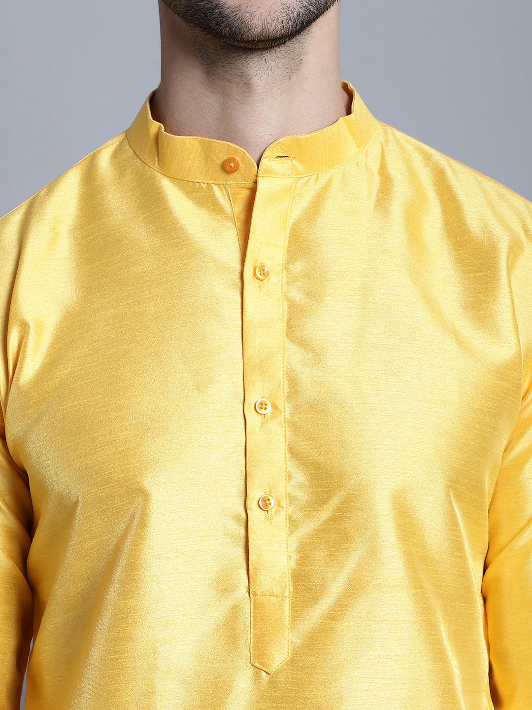 Jompers Men's Woven Design Nehru Jacket With Kurta Pyjama Set - Mustard