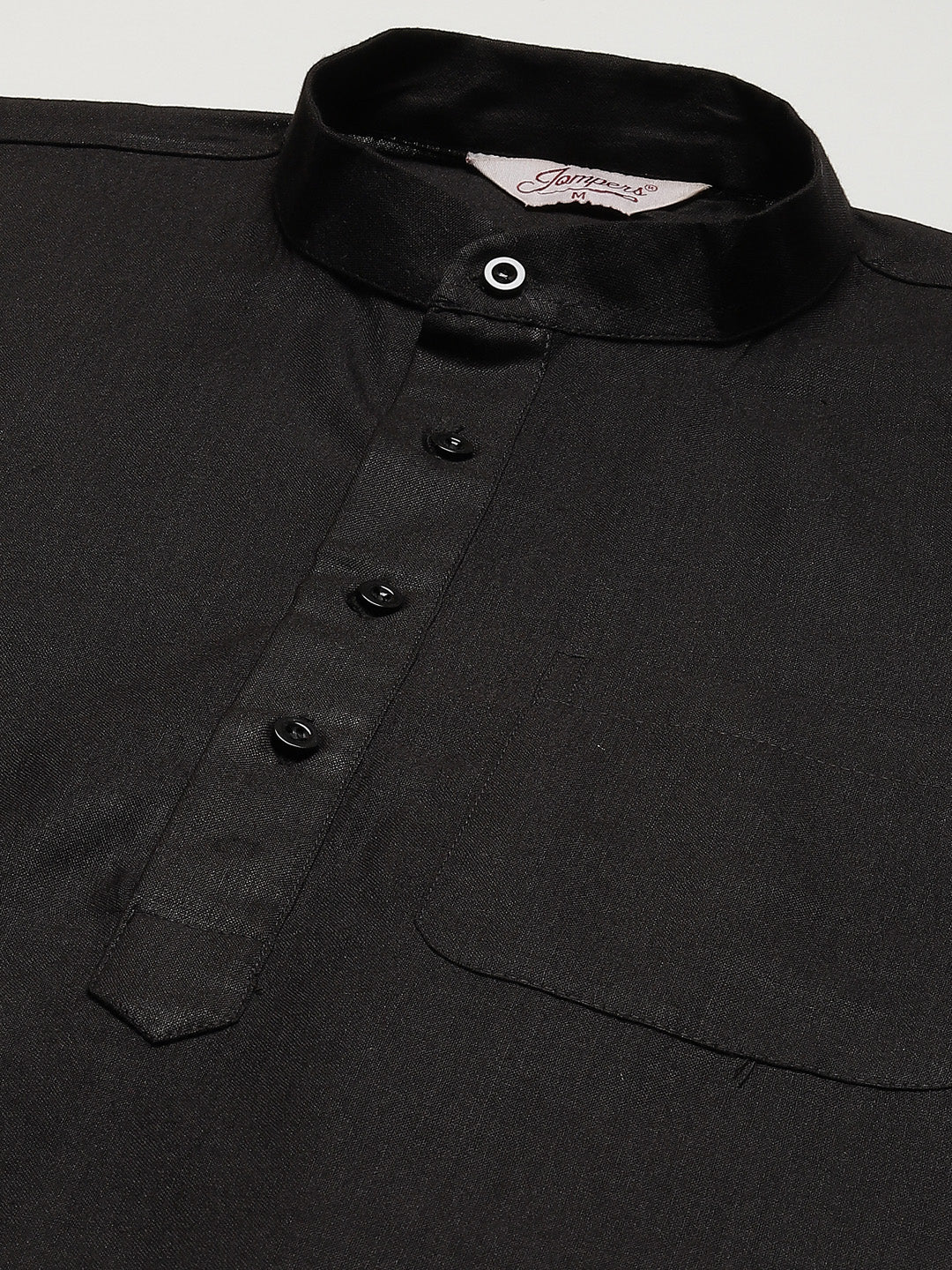 Jompers Men's Kurta Pyjama With Black Solid Nehru Jacket
