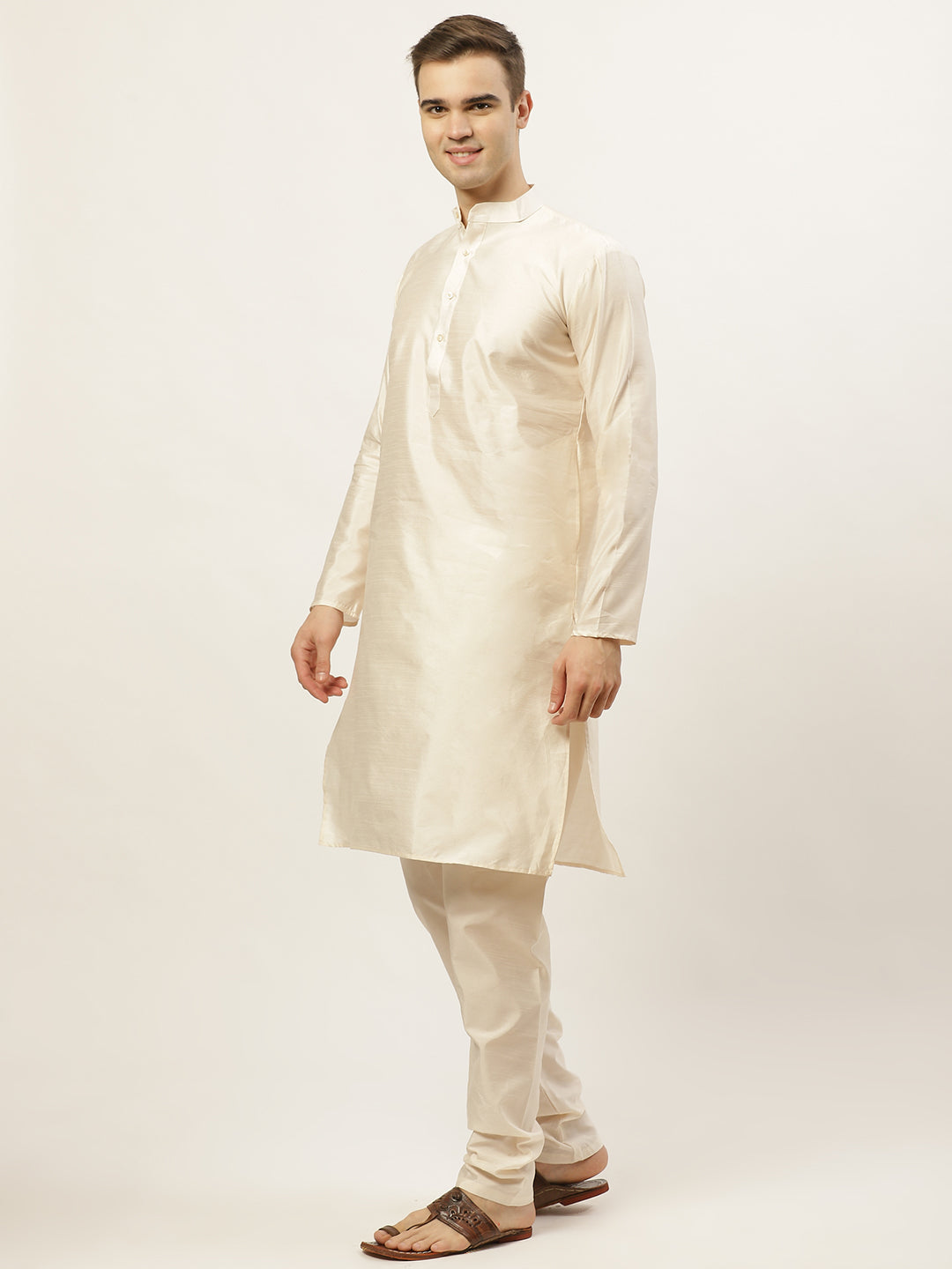 Jompers Men's Embroidered Nehru Jacket & Kurta Pyjama ( Navy )