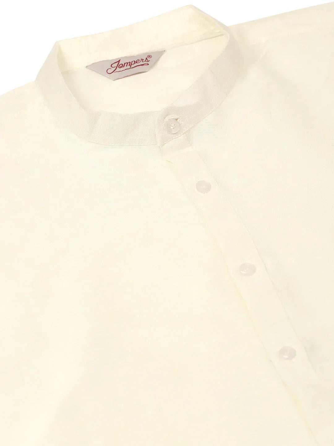 Jompers Men's Solid Kurta Pyjama With Golden Floral Embroidered Nehru Jacket