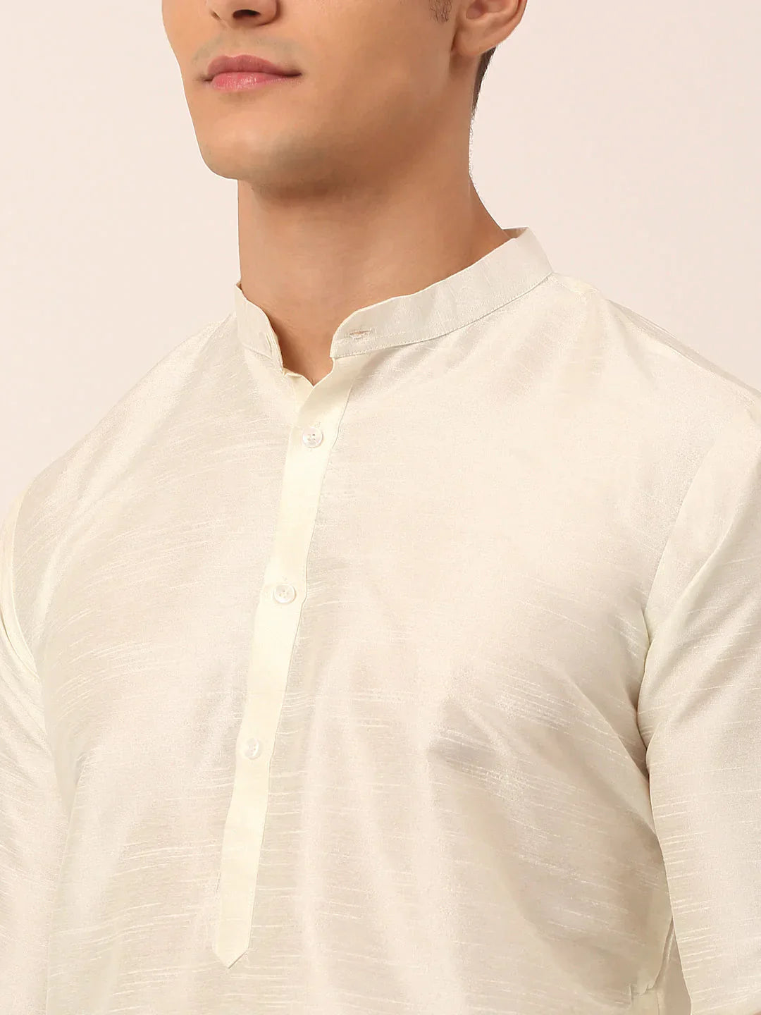 Jompers Men's Solid Kurta Pyjama With Grey Floral Embroidered Nehru Jacket