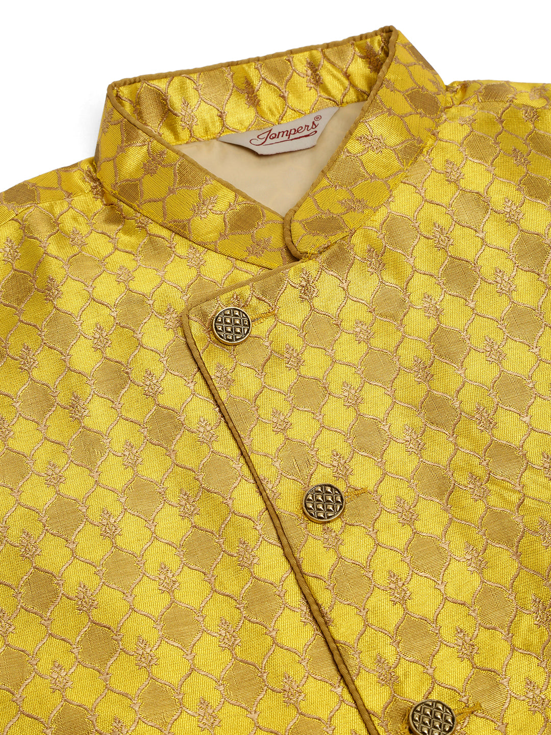 Jompers Men's Solid Kurta Pyjama With Nehru Jacket - Mustard
