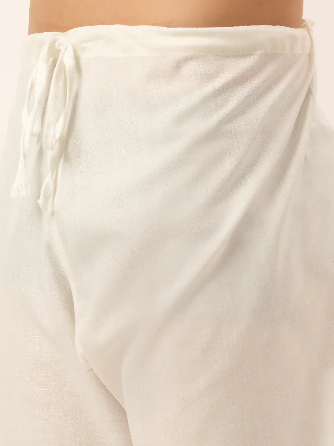 Jompers Men's White Cotton Blend Kurta with Pyjamas & Orange Embroidered Nehru Jacket