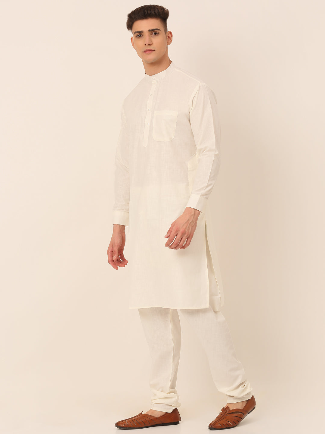 Jompers Men's Solid Kurta Pyjama With Nehru Jacket - Mustard