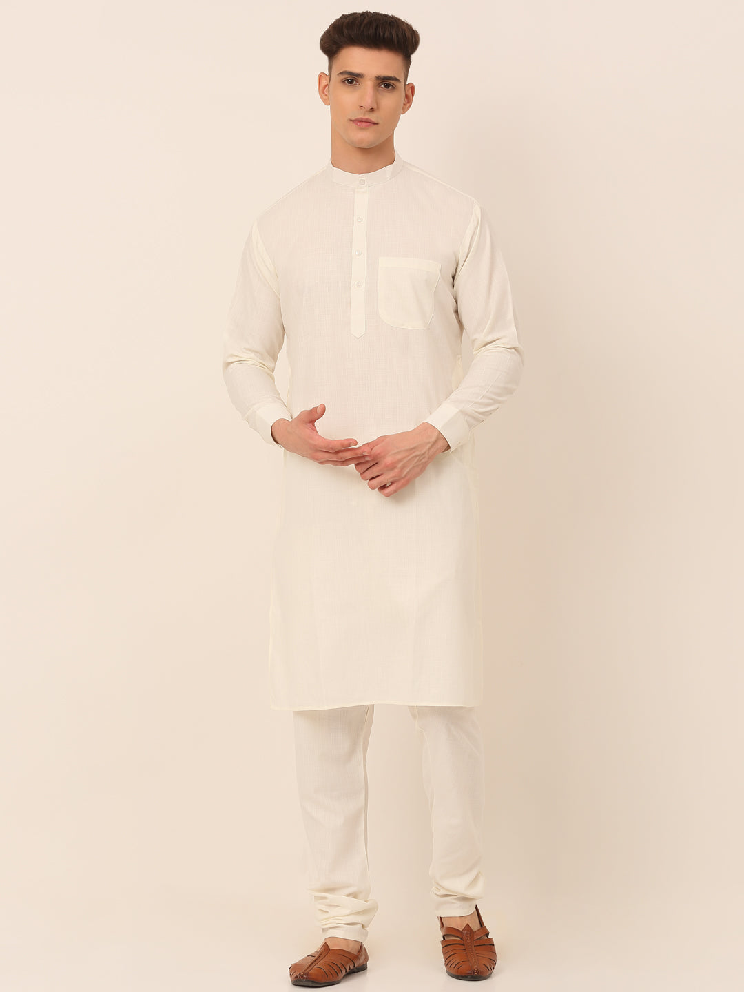 Jompers Men's Solid Kurta Pyjama With Nehru Jacket - Mustard