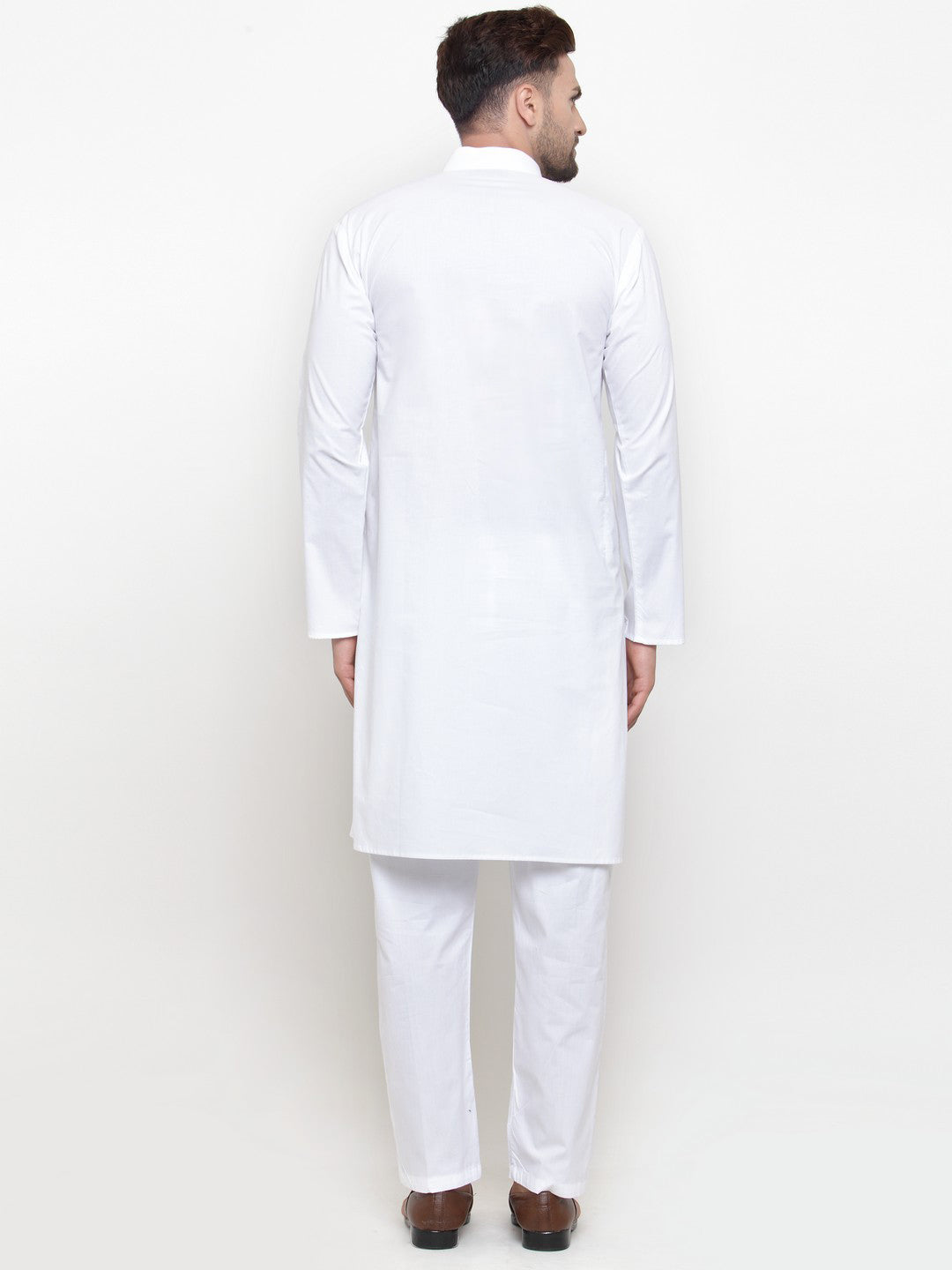 Jompers Men White Solid Kurta with Pyjamas 