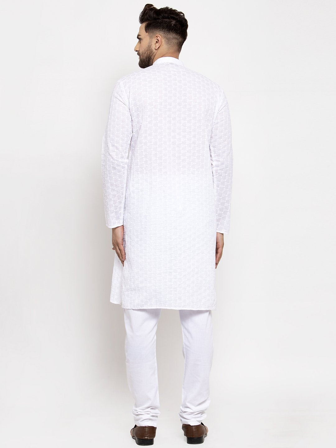 Jompers Men White Chikan Kurta Only 
