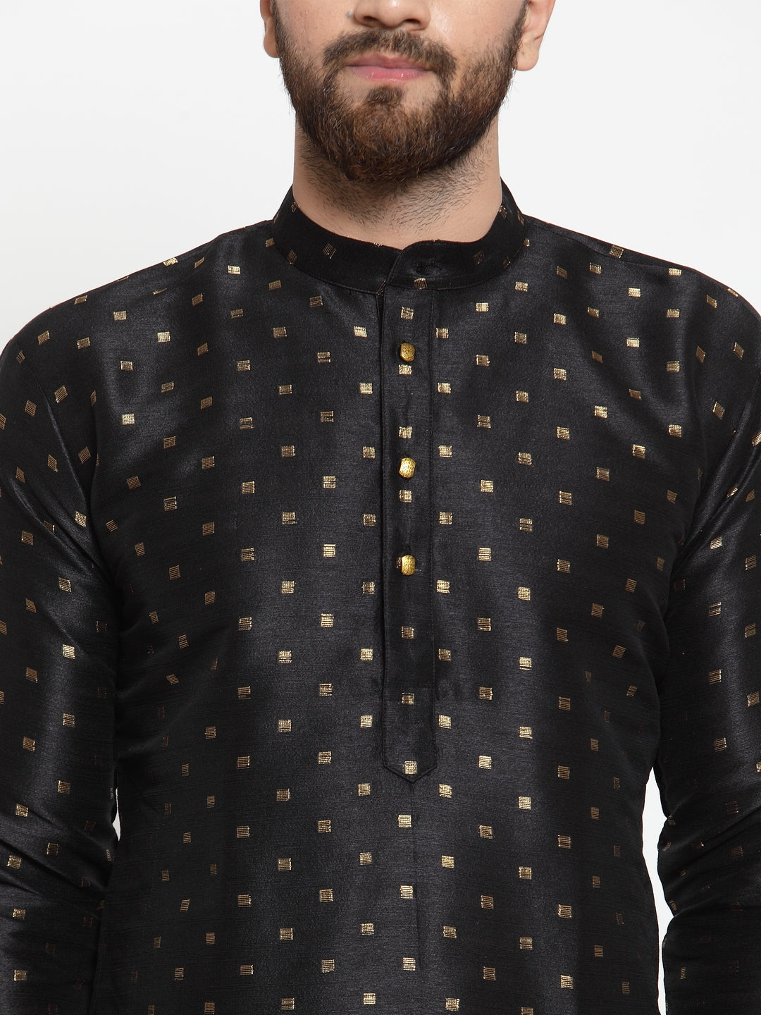 Jompers Men's Self Design Kurta with Pyjamas - Black