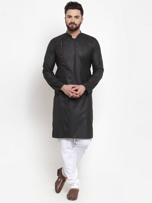 Jompers Men Black Solid Kurta with Churidar