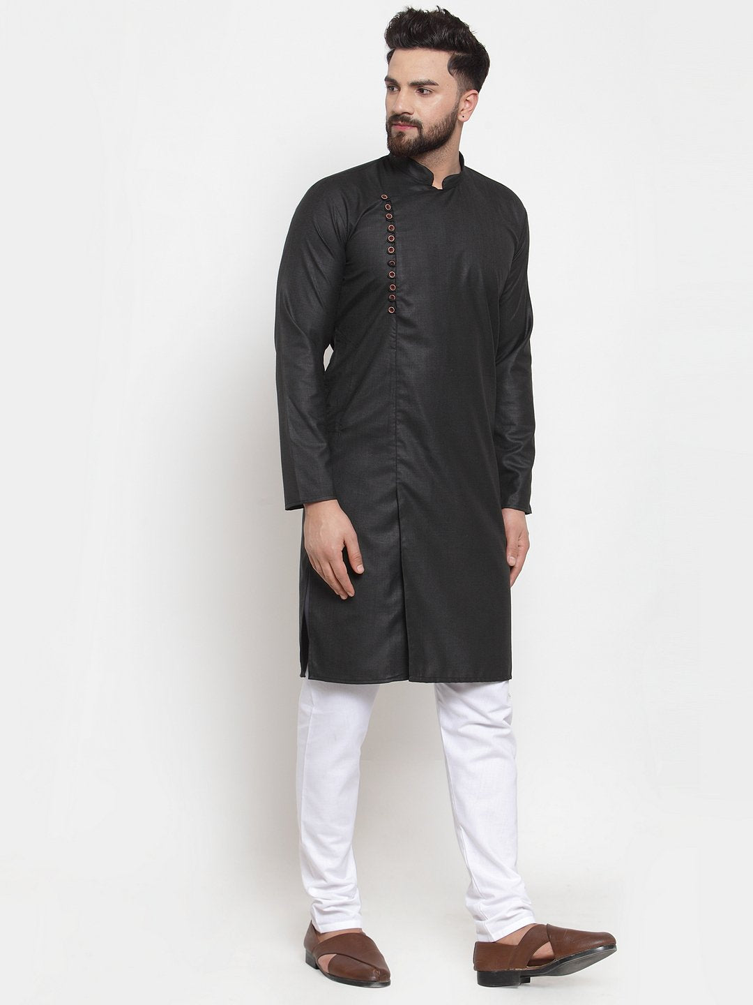 Jompers Men Black Solid Kurta with Churidar