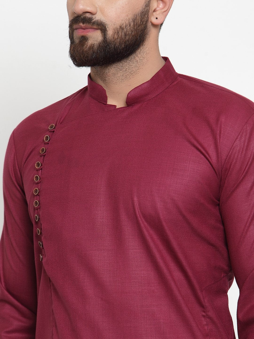 Jompers Men's Maroon Solid Kurta with Churidar