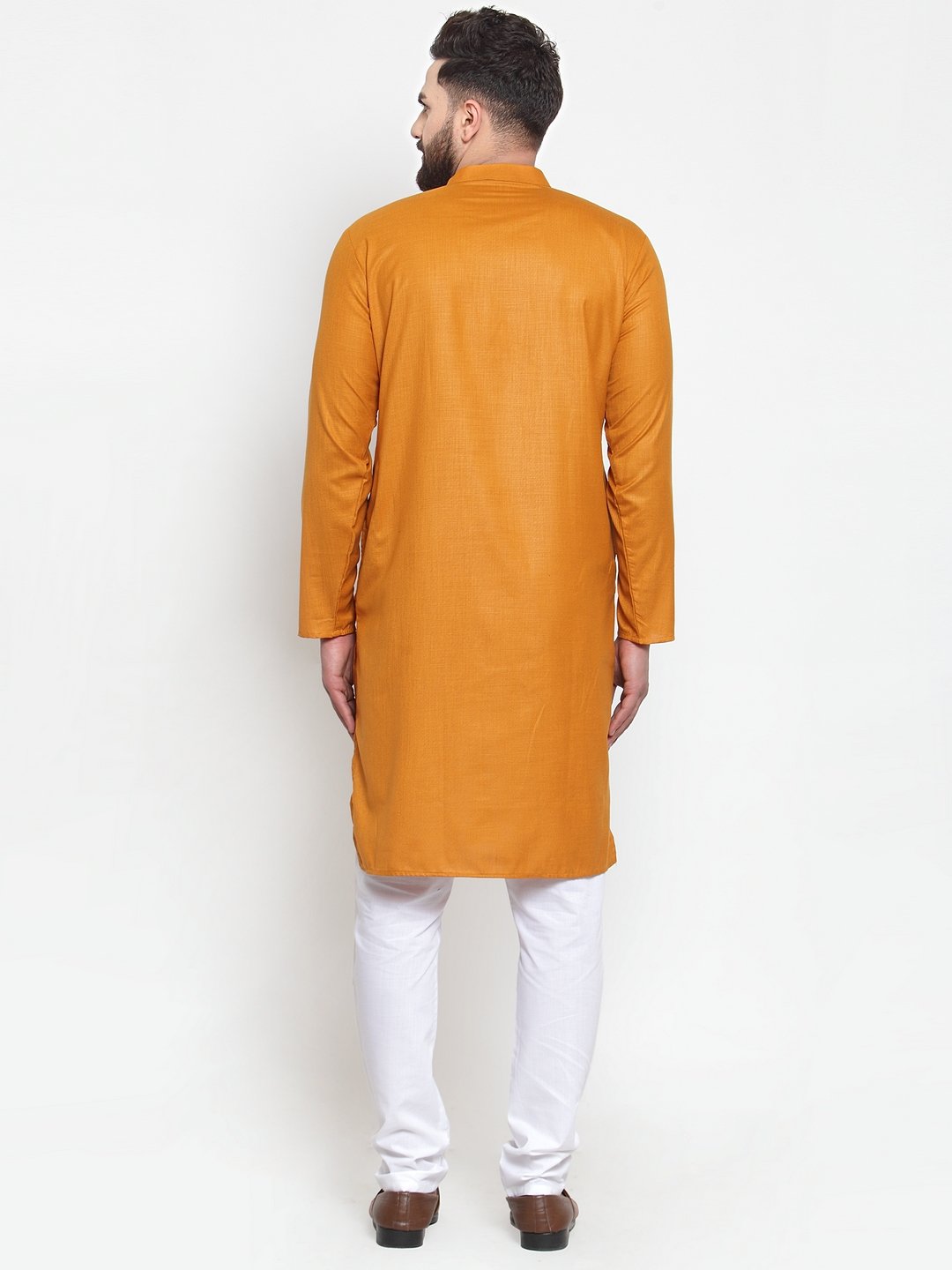 Jompers Men Mustard Solid Kurta with Churidar