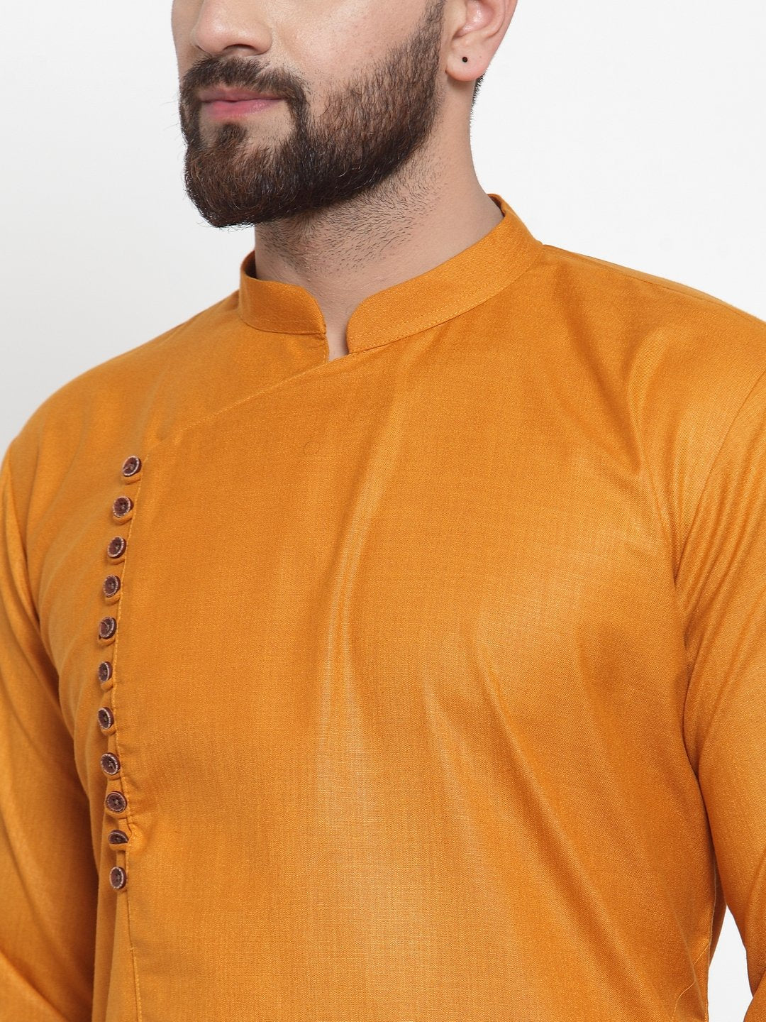 Jompers Men Mustard Solid Kurta with Churidar