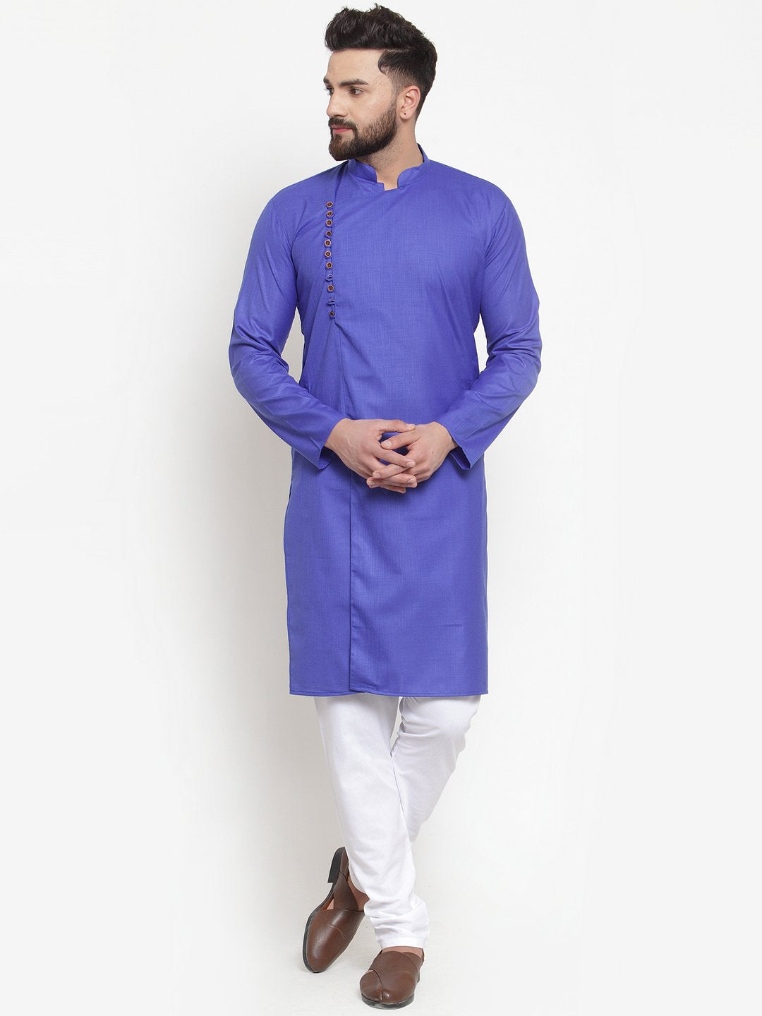 Jompers Men Royal-Blue Solid Kurta Only