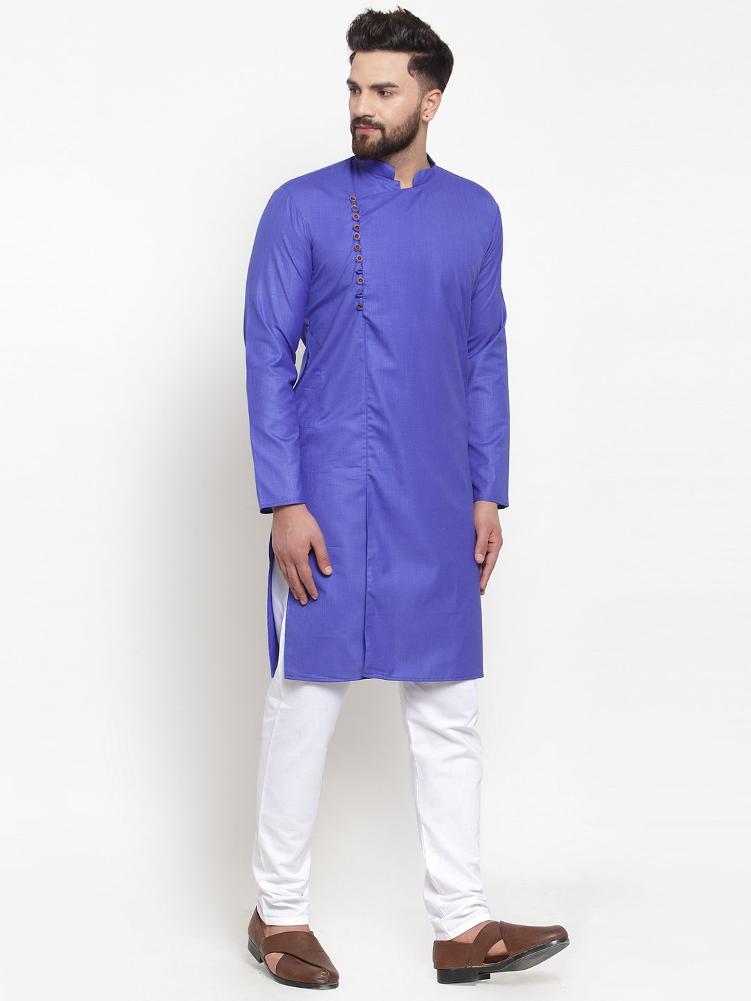 Jompers Men Royal-Blue Solid Kurta with Churidar