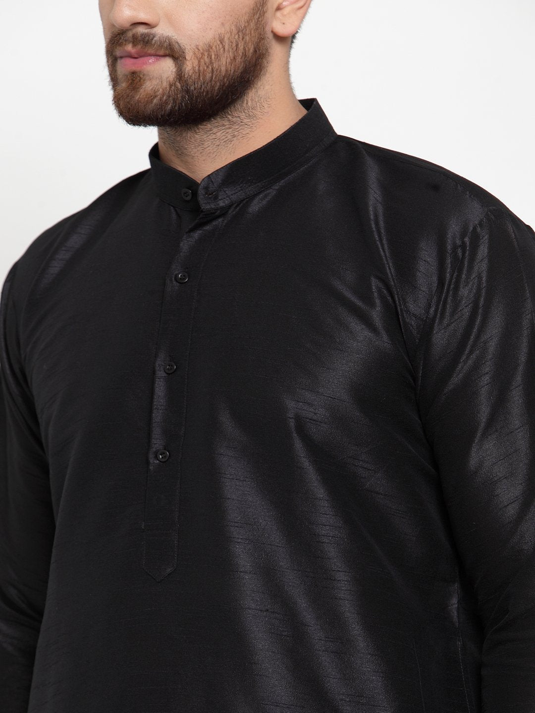 Jompers Men's Black Solid Kurta with Churidar