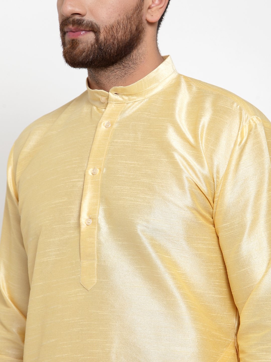 Jompers Men Golden Solid Kurta with Churidar