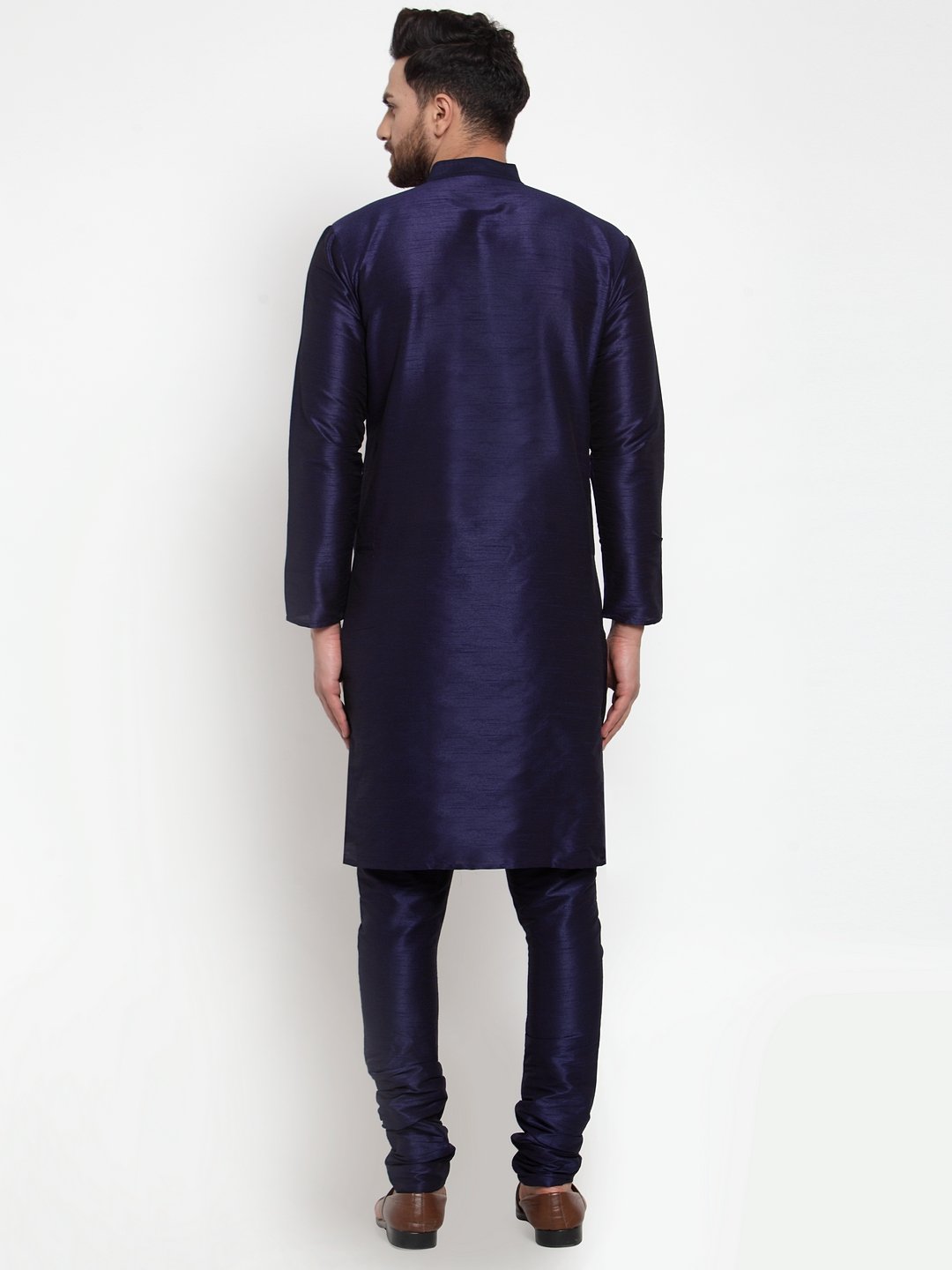 Jompers Men NavyBlue Solid Kurta with Churidar