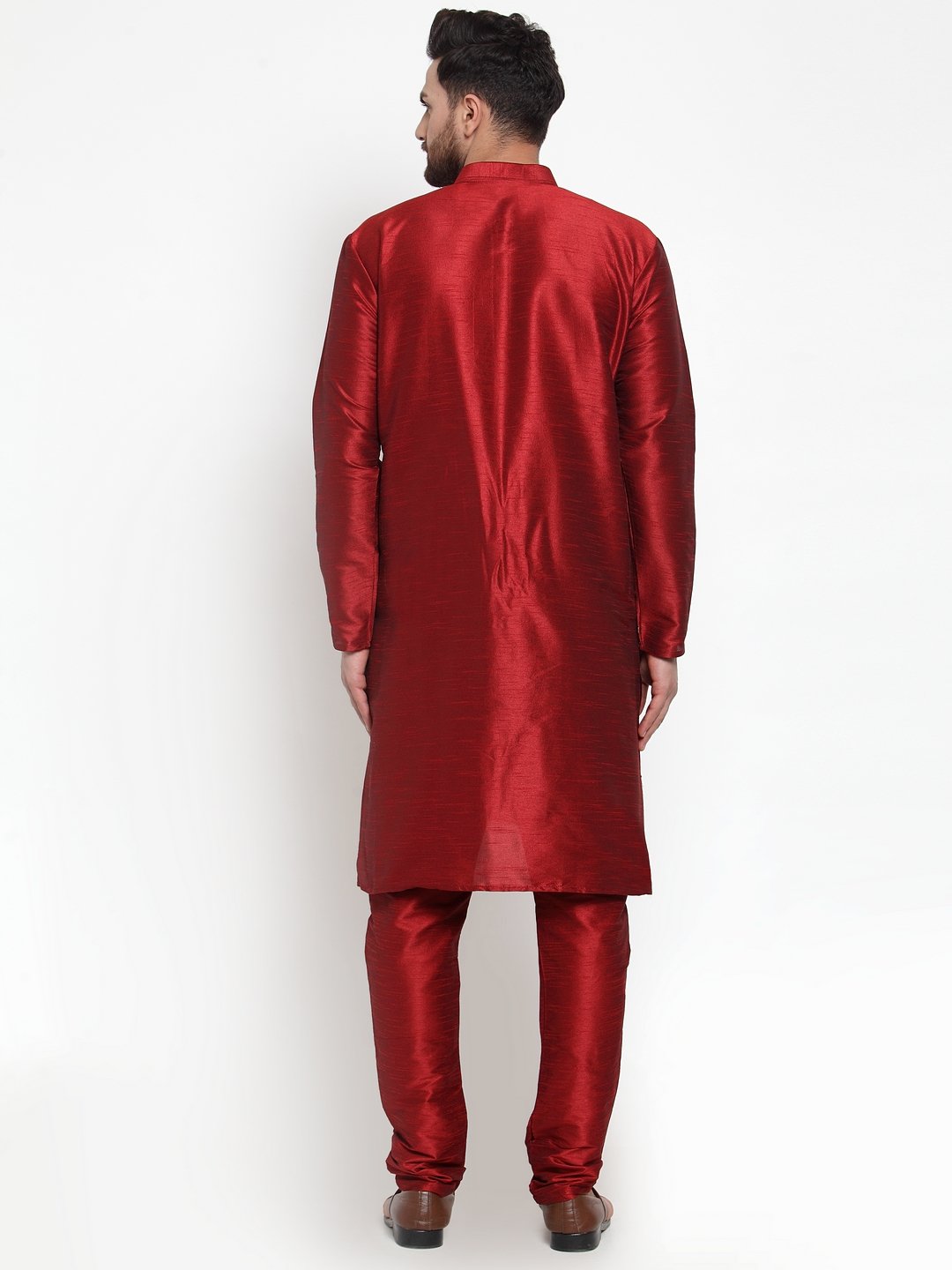 Jompers Men Maroon Solid Kurta with Churidar