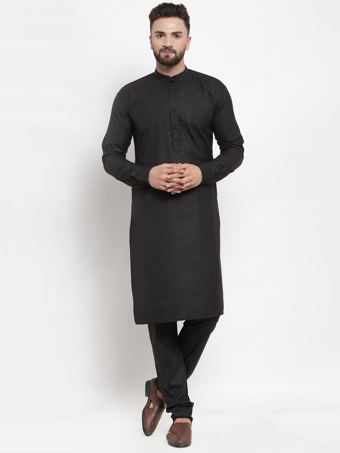Jompers Men Black Solid Kurta Only 