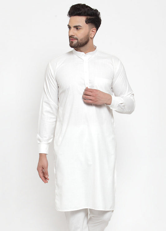 Jompers Men White Solid Kurta Only 