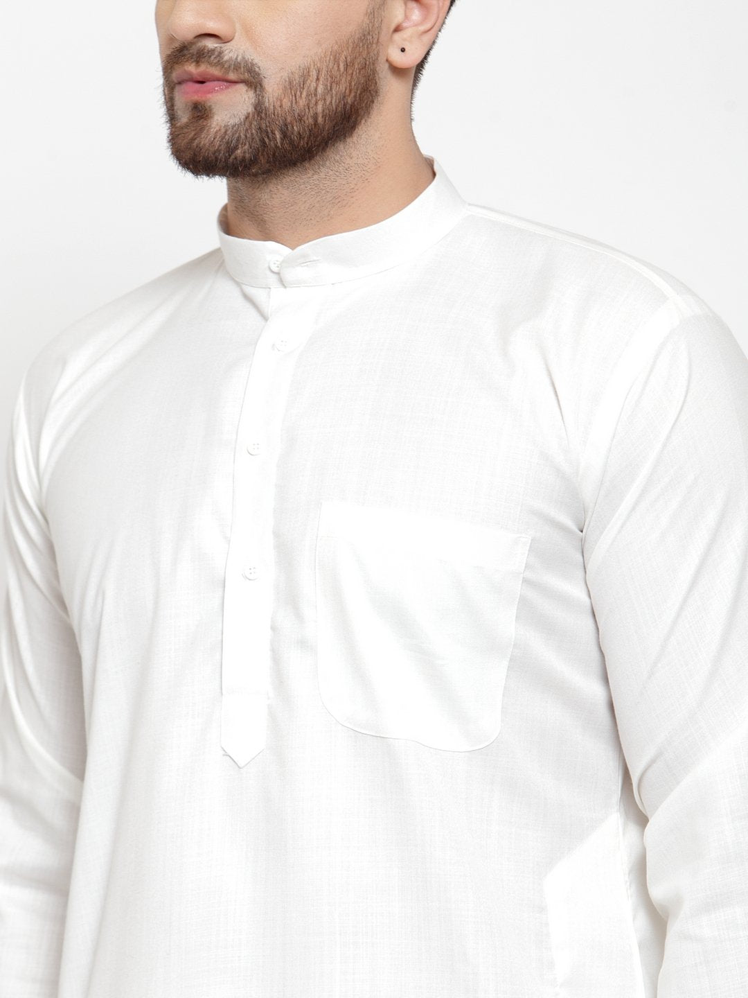 Jompers Men White Solid Kurta with Churidar 