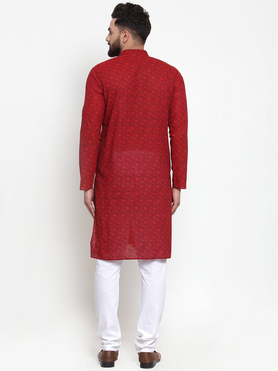 Jompers Men Red Printed Kurta Only