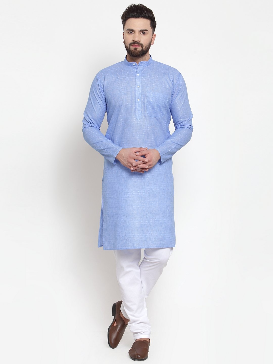 Jompers Men Blue Self-design Kurta Only