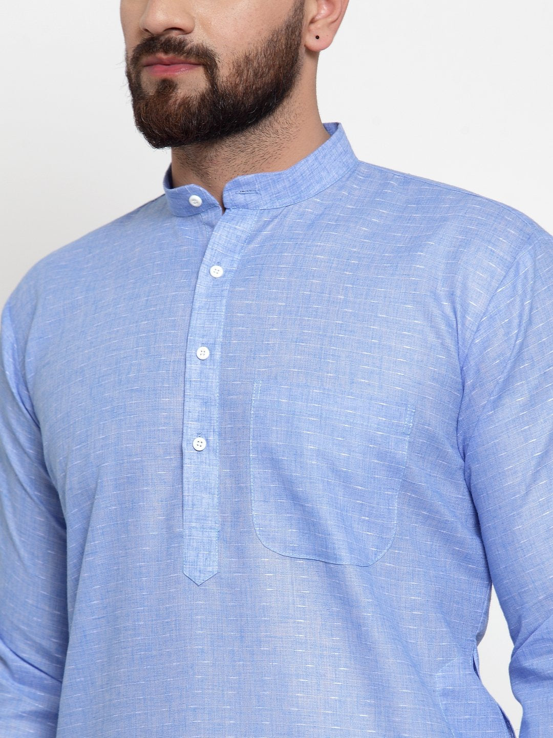 Jompers Men Blue Self-design Kurta Only