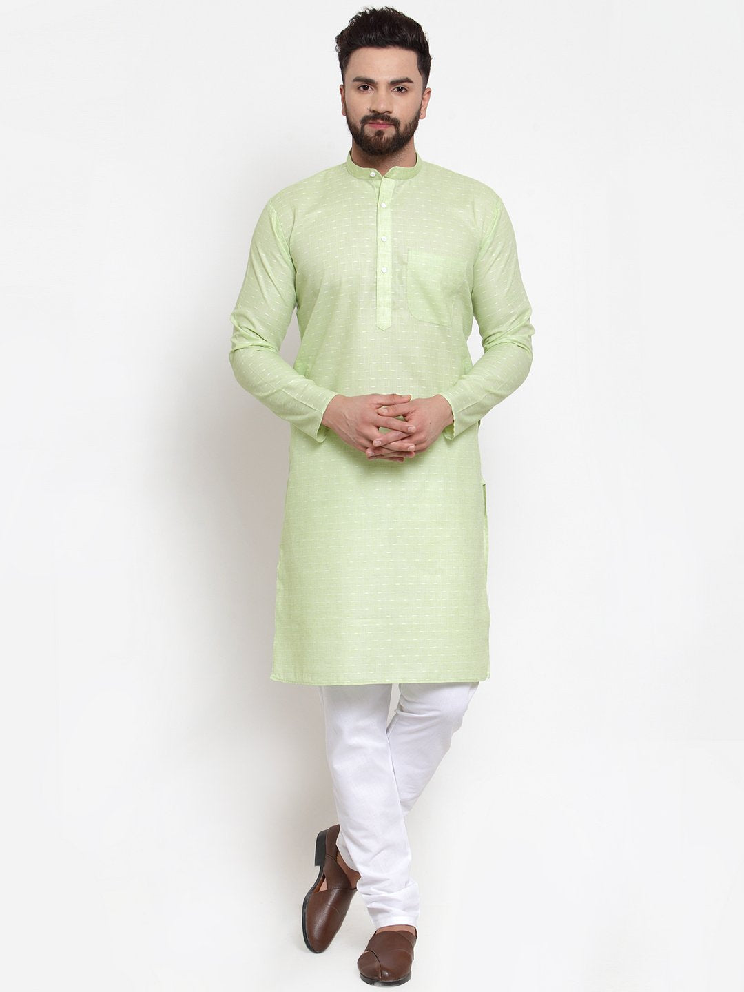 Jompers Men's Green Self-design Kurta Only